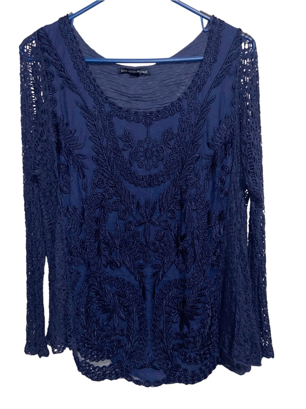Saks Fifth Avenue Top Womens Medium Italy Whimsigoth Fairy Crochet Boho Coastal